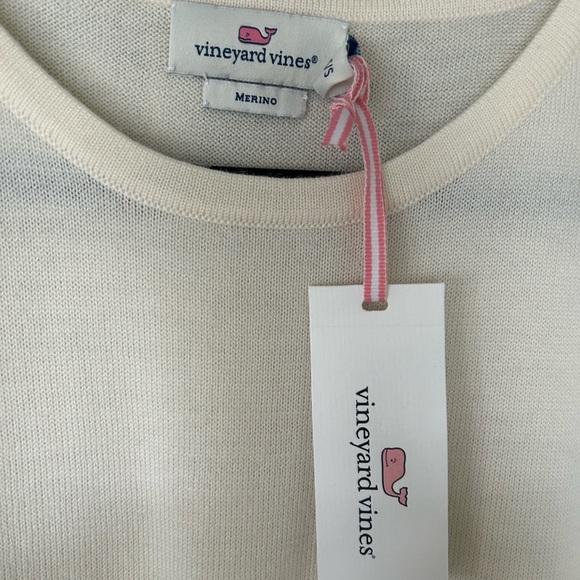 Vineyard Vines Cream and Navy Striped Poncho - Picture 3 of 4